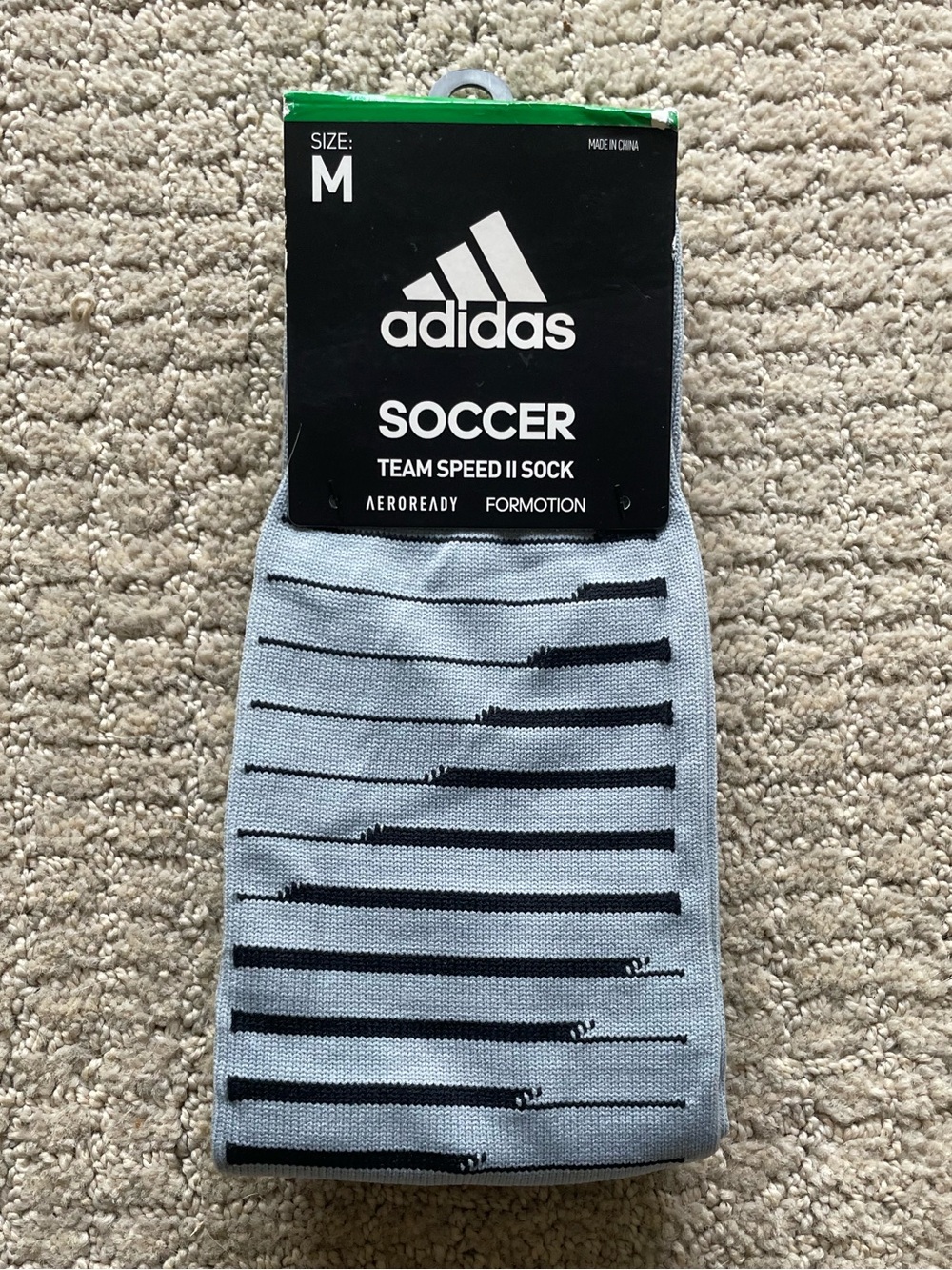 NWT Adidas Soccer Team Speed II Socks in Light Grey/Black/Light Onix Size M